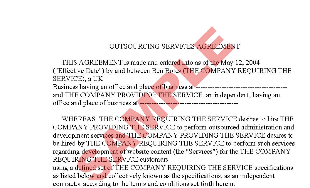 Outsourcing Agreement Preview